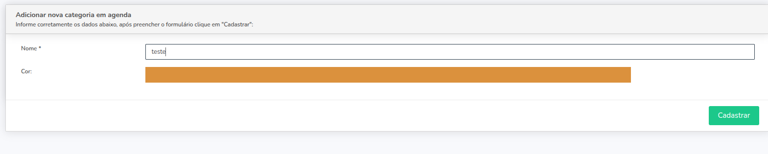 Formulário de criação de nova categoria